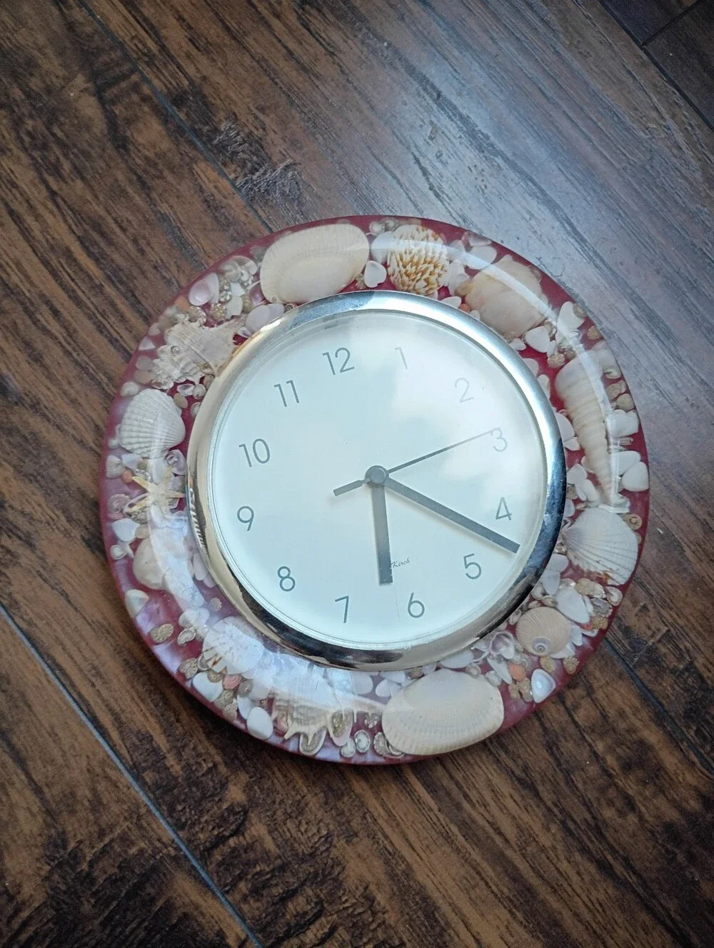 Seashell Accent Wall Clock Pink Marble